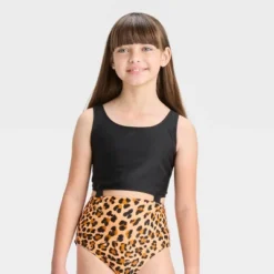 Girls' Leopard Print Knotted One Piece Swimsuit - Art Class™ Black -Teen Clothing Store GUEST fd26c2b2 b16a 459f b818 ae05e81b5f74